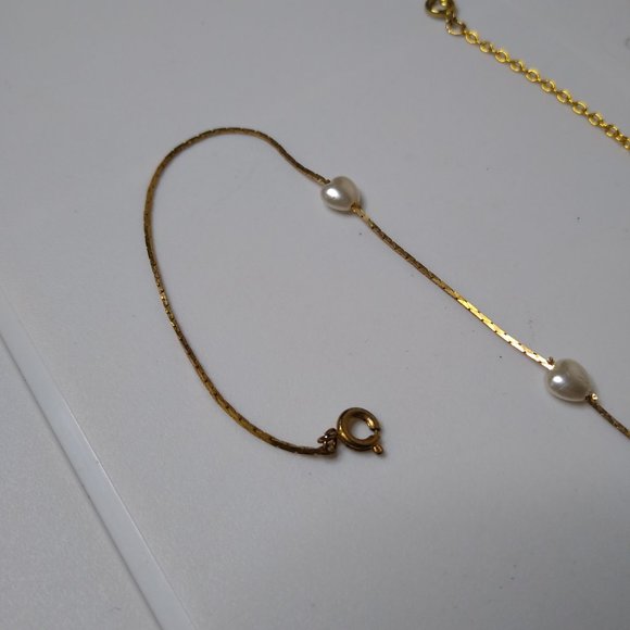 Lot Of 3 Heart Bead Jewelry 2 Ankle Bracelets 1 Necklace - Picture 15 of 16